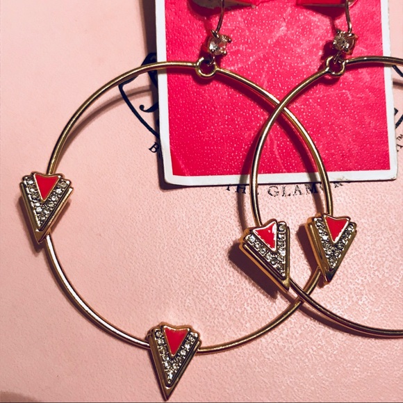 💗 JUICY COUTURE CORAL➕GOLD-TONE HOOP EARRINGS💗 - Picture 4 of 8